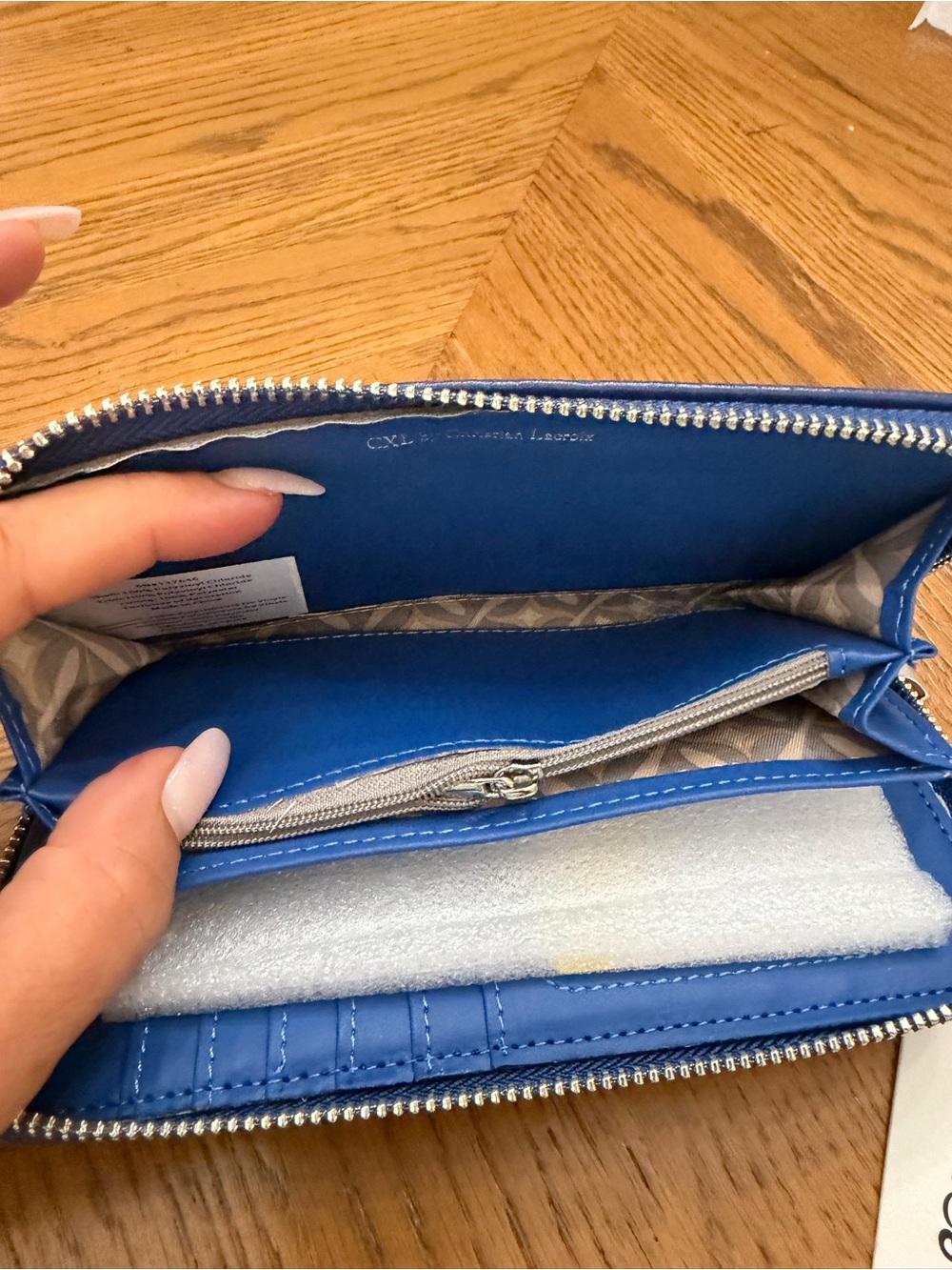 Blue Croc-Embossed Christian LaCroix Wristlet Wallet - Picture 5 of 9